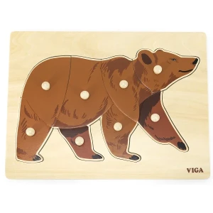 Puzzle din lemn montessori cu buton „urs"