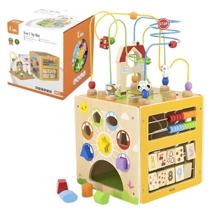 Cub montessori din lemn 5 în 1