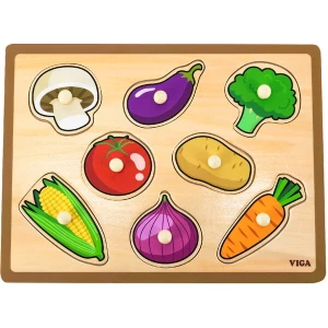 Puzzle din lemn cu buton „Legume&quot; 8 elem.