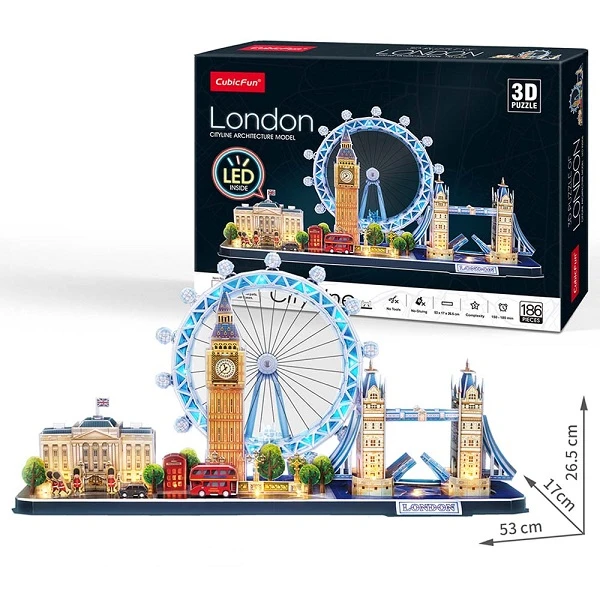 3d puzzle „londra” cu iluminare led, 186 elemente 3