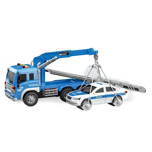 1:16 camion de tractare cu fricțiune, cu mașină de poliție (lumini /sunete) 2