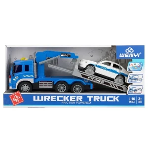 1:16 camion de tractare cu fricțiune, cu mașină de poliție (lumini /sunete) Thumbnail 3