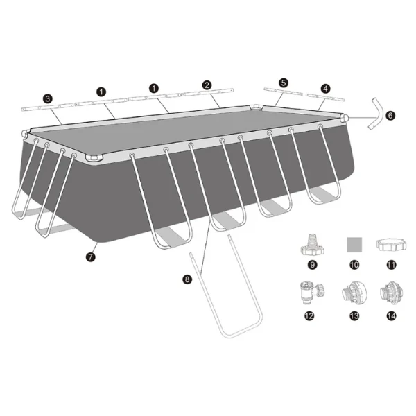 Bestway бассейн power steel 549x274x122cm, 14812л, метал каркас (картриджный фильтр насос) 11