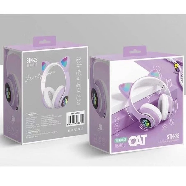 Беспроводные bluetooth наушники cat ear со светящимися ушками 2