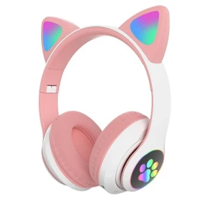 Беспроводные bluetooth наушники cat ear со светящимися ушками