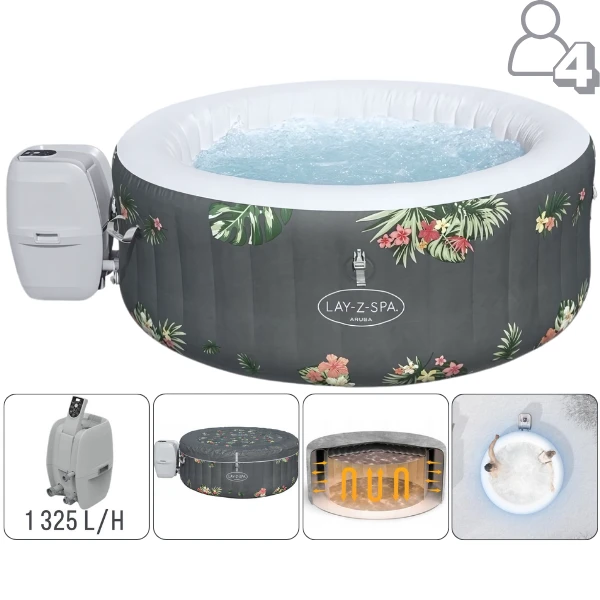 Bestway jacuzzi spa aruba airjet 170x66см, 605л, 4 человека 13