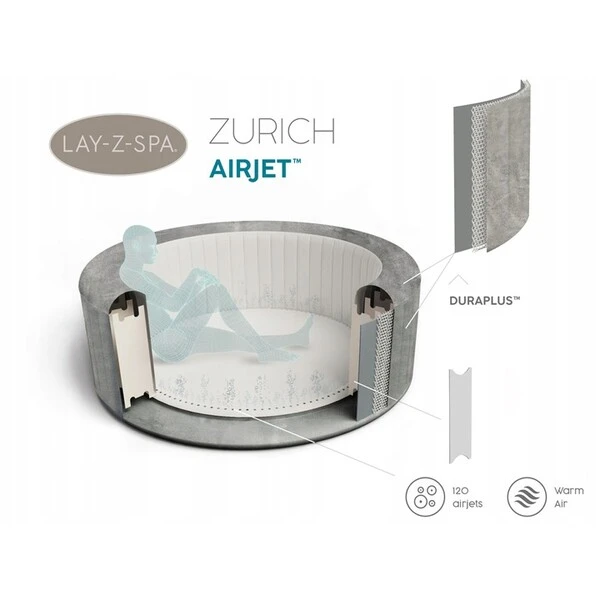 Bestway jacuzzi spa zurich airjet 180x66cm, 669l, 2-4 persoane / bestway jacuzzi spa zurich airjet 180x66см, 669л, 2-4 человека 8