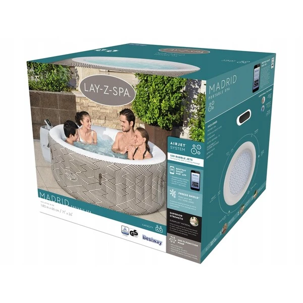 Bestway jacuzzi spa madrid airjet 180x66 см, 669 л, 2-4 человека 12