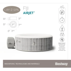 Джакузи spa bestway fiji airjet 180x66 см, 669 л, 2-4 человека Thumbnail 7