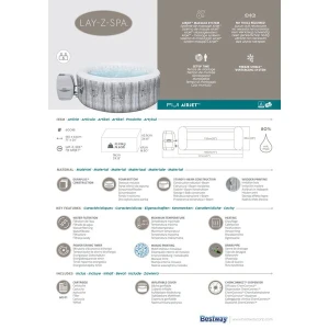 Джакузи spa bestway fiji airjet 180x66 см, 669 л, 2-4 человека Thumbnail 10