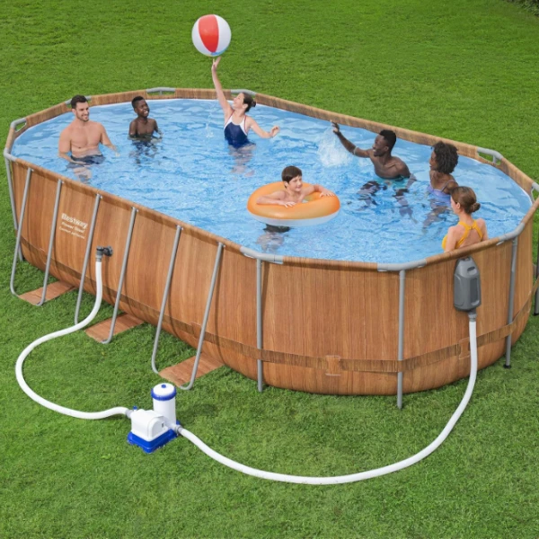 Bestway piscină power steel oval 610х366х122cm, 20241l, carcas metal 2