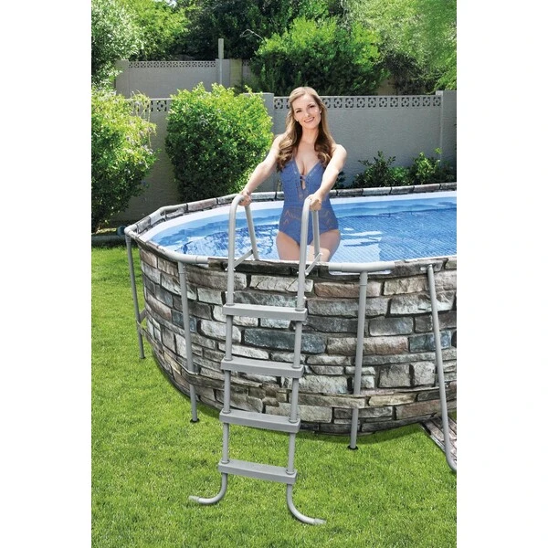 Bestway piscină power steel oval 610х366х122cm, 20241l, carcas metal 20