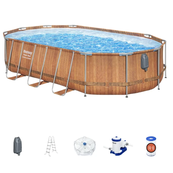 Bestway piscină power steel oval 610х366х122cm, 20241l, carcas metal 3