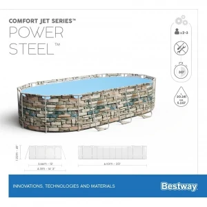 Bestway piscină power steel oval 610х366х122cm, 20241l, carcas metal Thumbnail 18