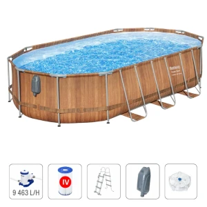 Bestway piscină power steel oval 610х366х122cm, 20241l, carcas metal