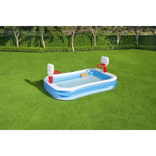 Bestway piscina gonflabilă pentru copii "basketball" cu inele și 2 mingi, 254x168x102 cm, 636 l, 3+ 3