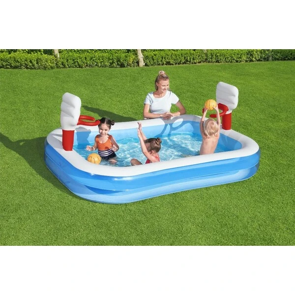 Bestway piscina gonflabilă pentru copii "basketball" cu inele și 2 mingi, 254x168x102 cm, 636 l, 3+ 2