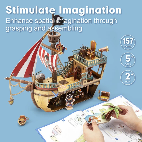 3d puzzle “corabia piraților cu comori”, 157 elemente 8