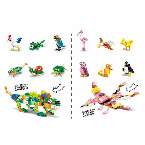 Set-surpriză de construcție ”păsări și reptile”, în ou, de la 36 elem. 2