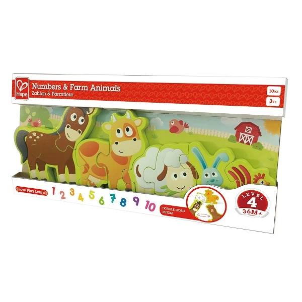 Puzzle din lemn cu cifre „animalele la fermă” 7