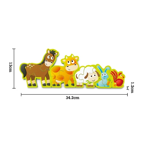 Puzzle din lemn cu cifre „animalele la fermă” 4