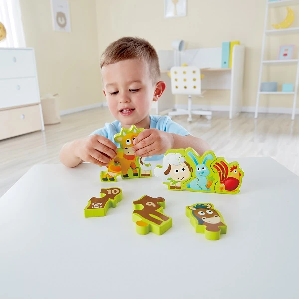 Puzzle din lemn cu cifre „animalele la fermă” 5