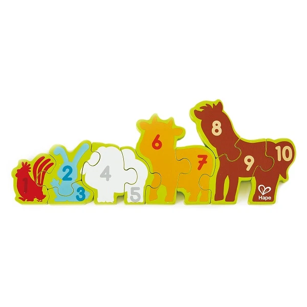 Puzzle din lemn cu cifre „animalele la fermă” 3