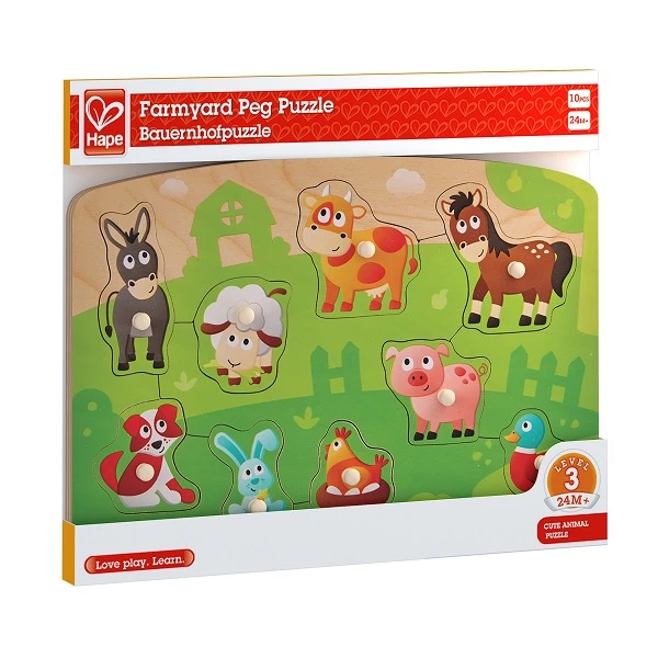 Puzzle din lemn cu buton „ferma” 5