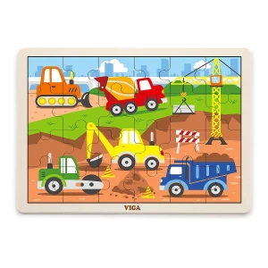 Puzzle din lemn &quot;Vehicule de construcție&quot;, 24 elem.