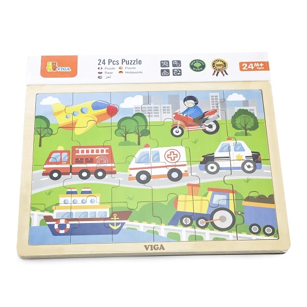 Puzzle din lemn "vehicule" 24 elem. 2