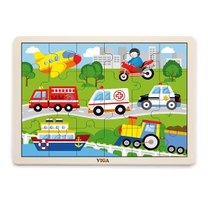Puzzle din lemn "vehicule" 24 elem.