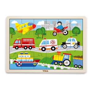 Puzzle din lemn &quot;Vehicule&quot; 24 elem.