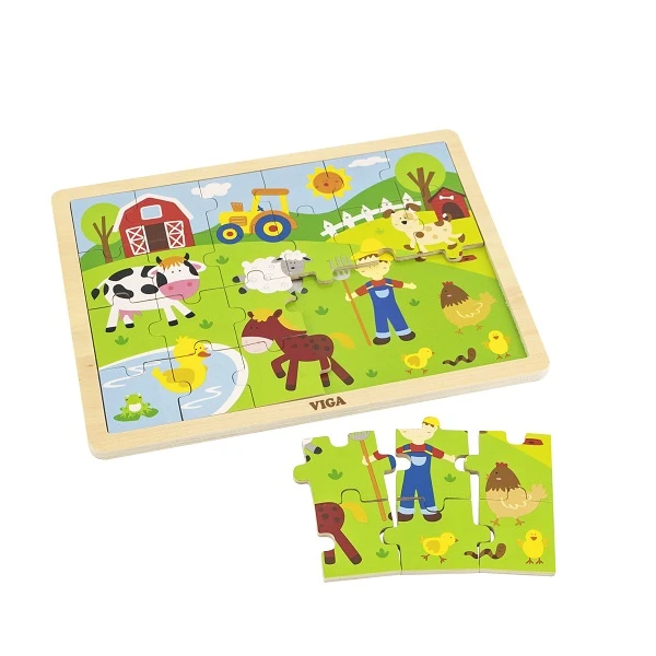 Puzzle din lemn "ferma" 24 elem. 4