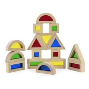 Constructor din lemn cu inserții transparente colorate din 16 elemente Thumbnail 2