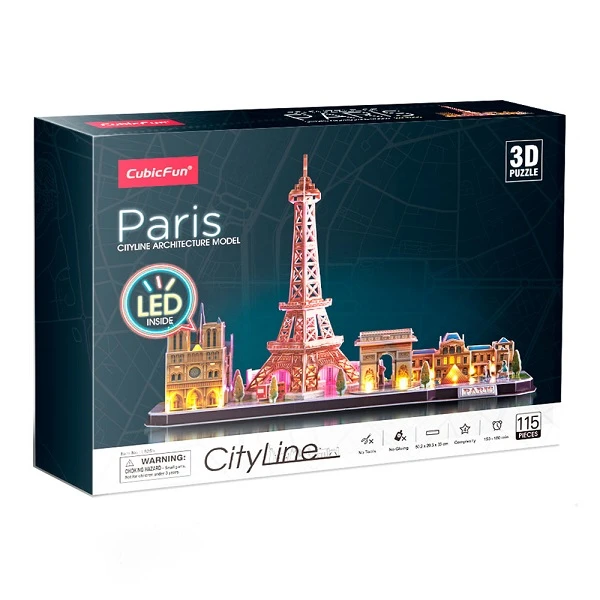 3d puzzle „paris” cu iluminare led, 115 elemente 3