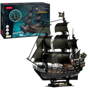 3D Puzzle Corabie de pirati„Răzbunarea Reginei Anne” cu iluminare LED, 293 elemente