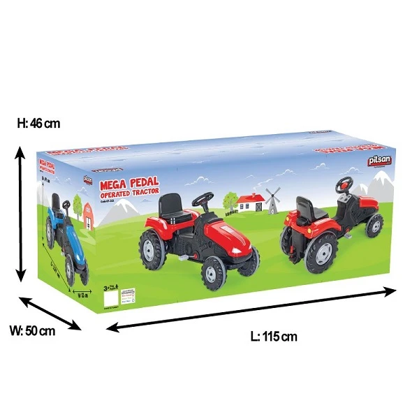 Tractor cu pedale "mega", roșu/verde 5