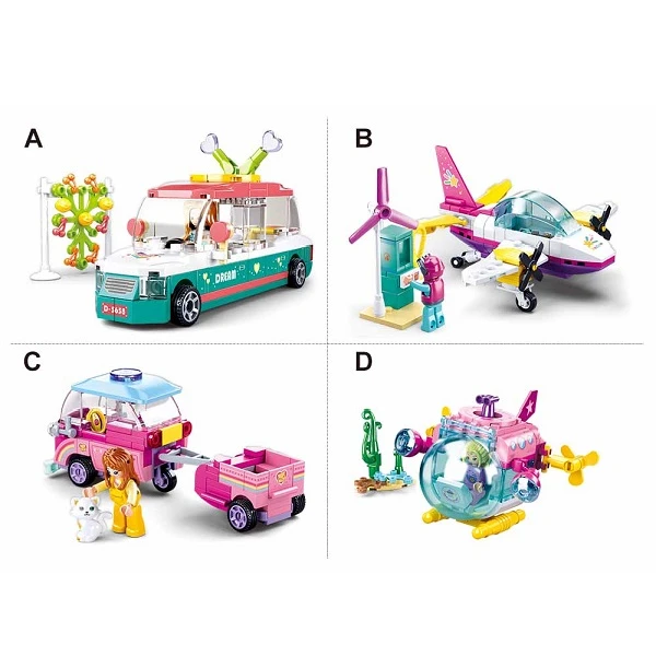 Set de construcție ”transport colorat”, 4 modele, de la 111 pînă la 117 elem. 4