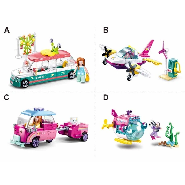 Set de construcție ”transport colorat”, 4 modele, de la 111 pînă la 117 elem. 3