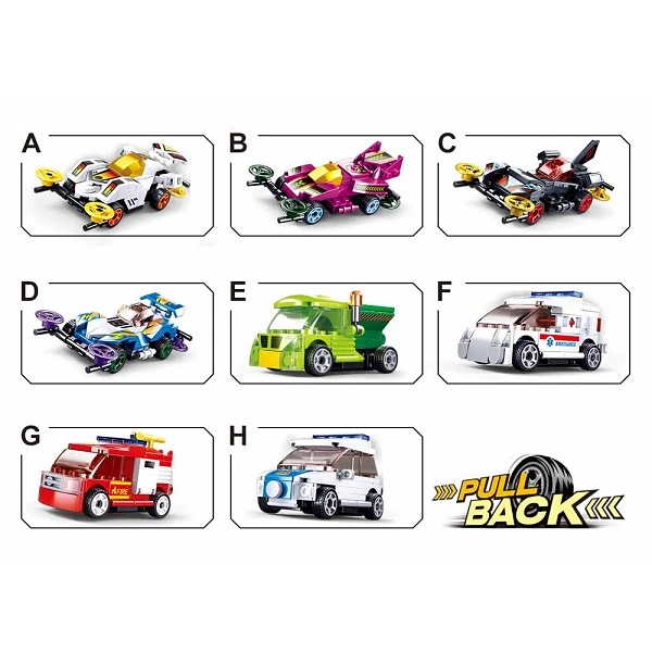 Set de construcție ”mașină sport”, cu inerție 8 modele, de la 54 pînă la 61 elem. 5