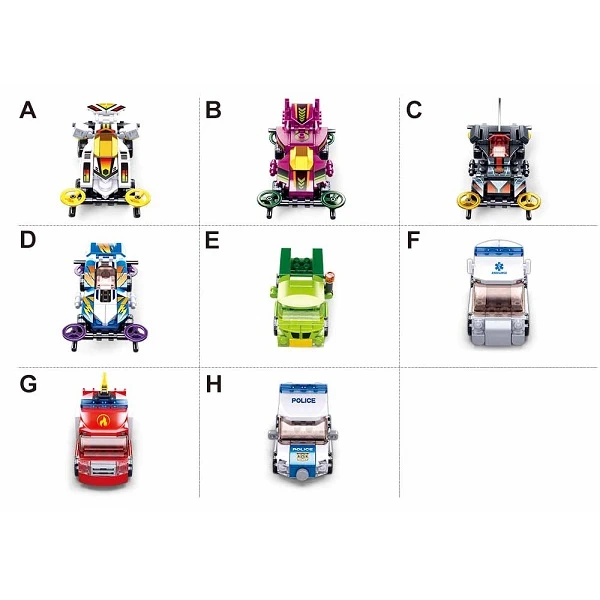 Set de construcție ”mașină sport”, cu inerție 8 modele, de la 54 pînă la 61 elem. 6