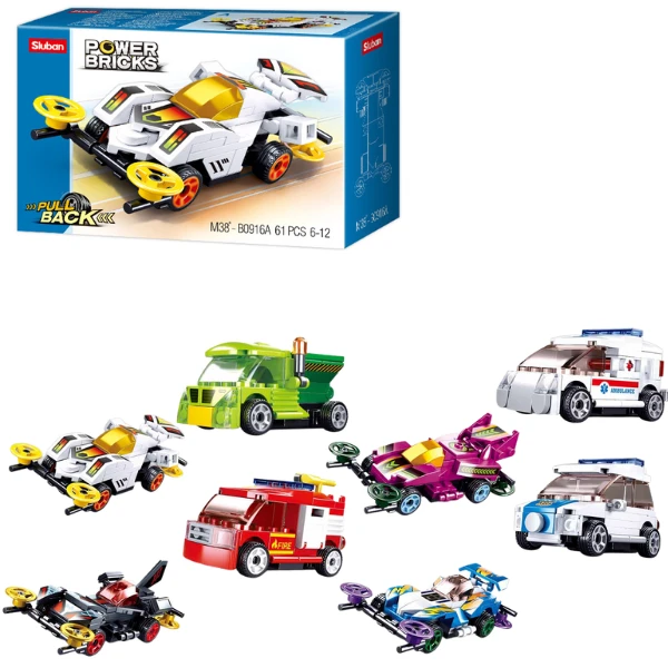 Set de construcție ”mașină sport”, cu inerție 8 modele, de la 54 pînă la 61 elem. 2