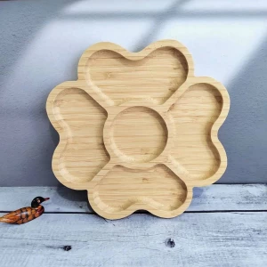 Бамбуковая сервировочная тарелка «цветок» (m16-208) Thumbnail 2