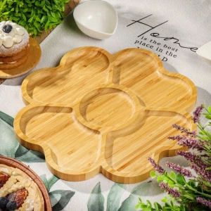 Бамбуковая сервировочная тарелка «цветок» (m16-208) Thumbnail 1