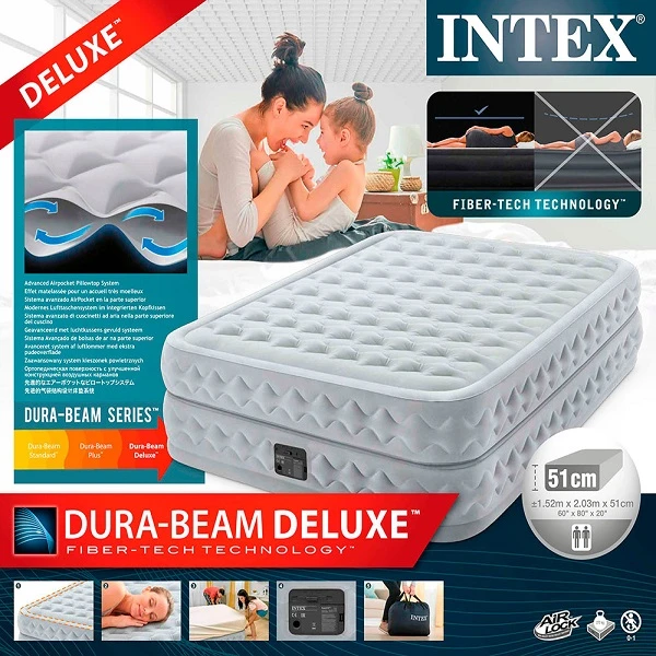 Intex надувная кровать “velur supreme” 152x203x51 см, встр.нас. 220в, до 272 кг 3