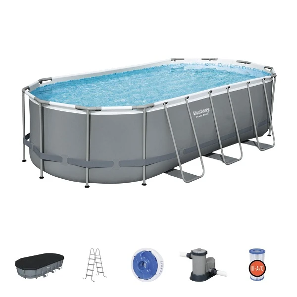 Bestway бассейн power steel oval 549x274x122cm, 13430л, метал каркас 3