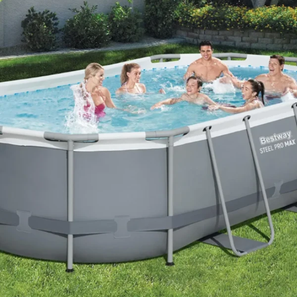 Bestway бассейн power steel oval 427x250x100cm, 7250л, метал каркас 13