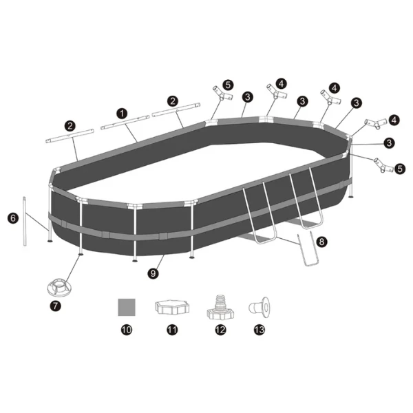 Bestway бассейн power steel oval 427x250x100cm, 7250л, метал каркас 9