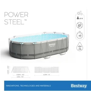 Bestway бассейн power steel oval 427x250x100cm, 7250л, метал каркас Thumbnail 10