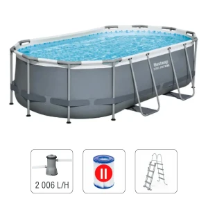 Bestway piscina power steel oval 427x250x100cm, 7250l, carcas metal